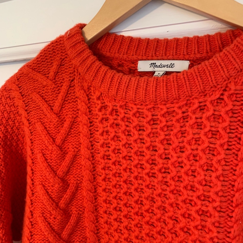 Madewell Red Cableknit Pullover Sweater